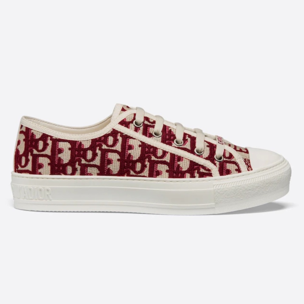 Dior NEW WALK'N'DIOR SNEAKER Burgundy Dior Oblique Embroidered Cotton 38